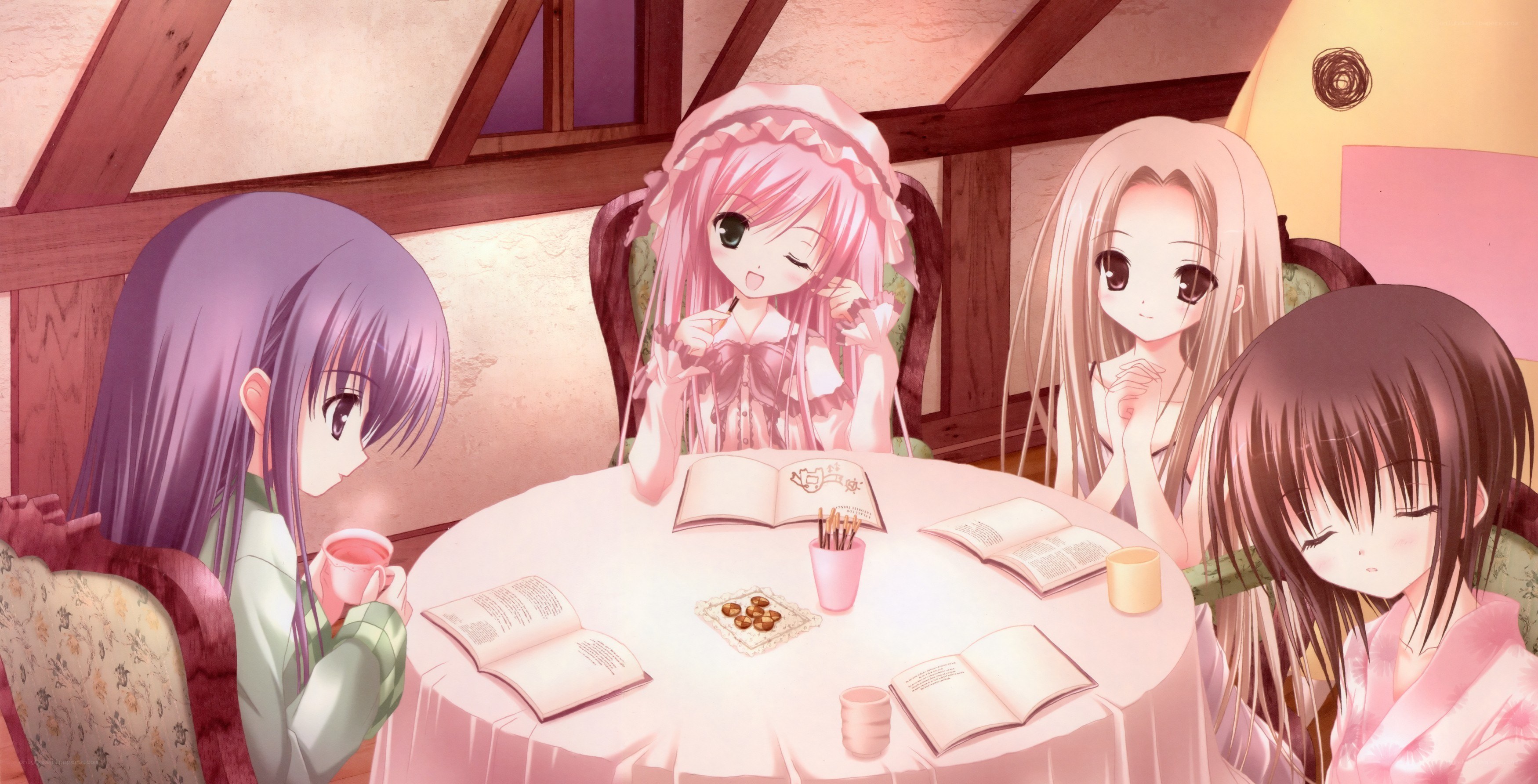 girls having tea together