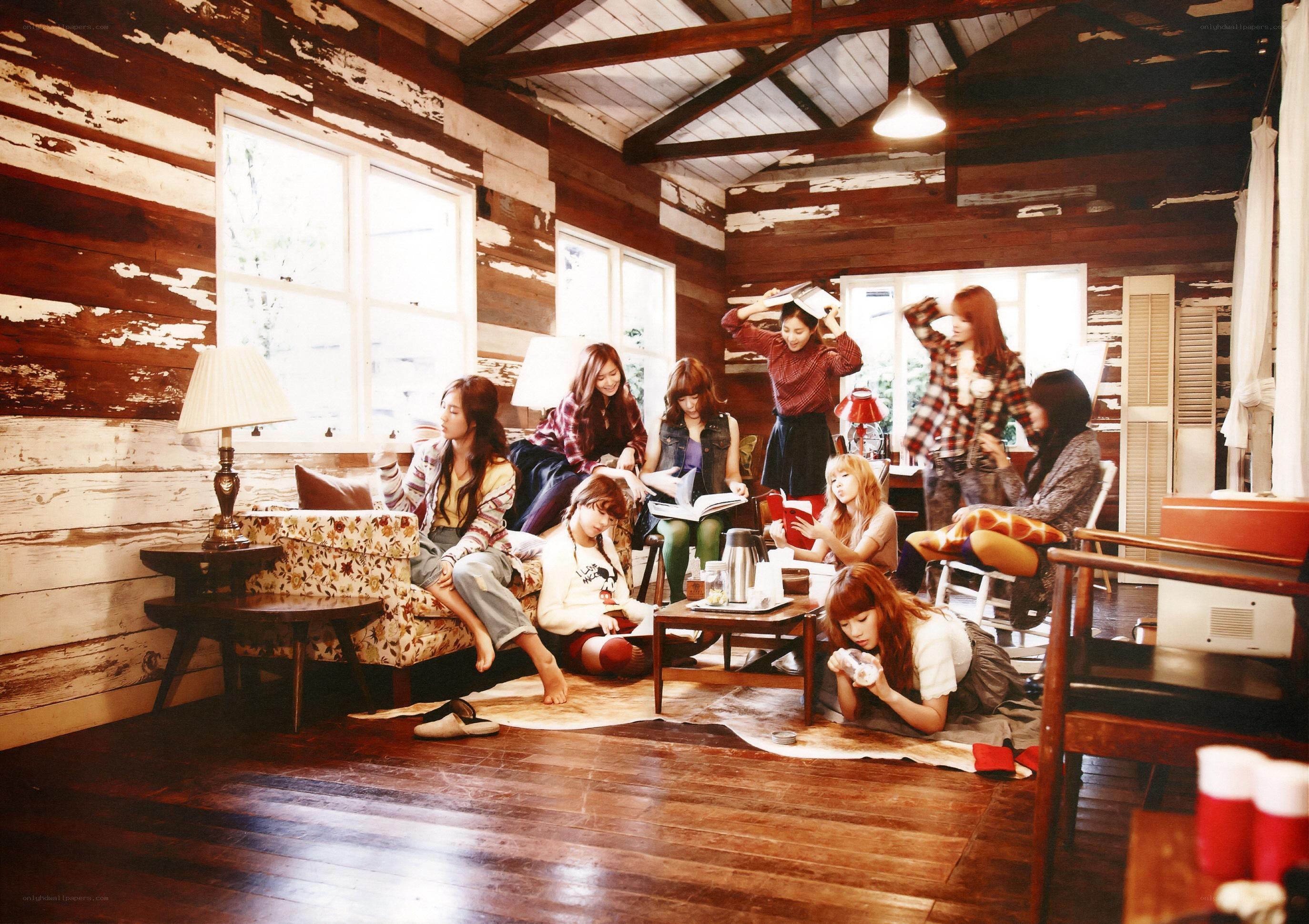 Girls in a cozy cabin