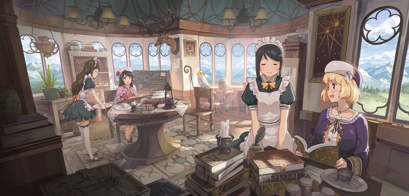 girls in a cozy study room