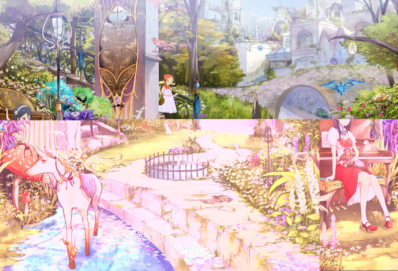 Girls in a Fantasy Garden