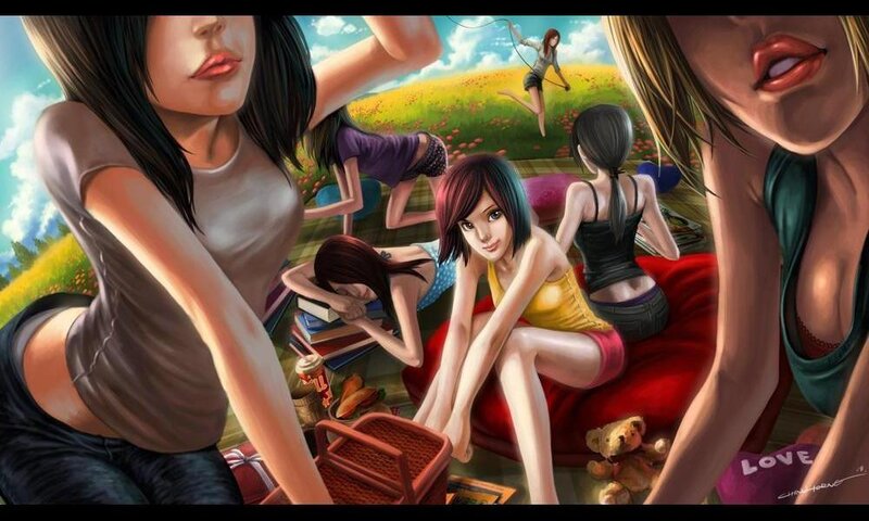 Girls in a Field — Green