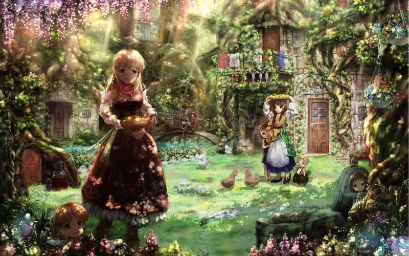 Girls in a Garden