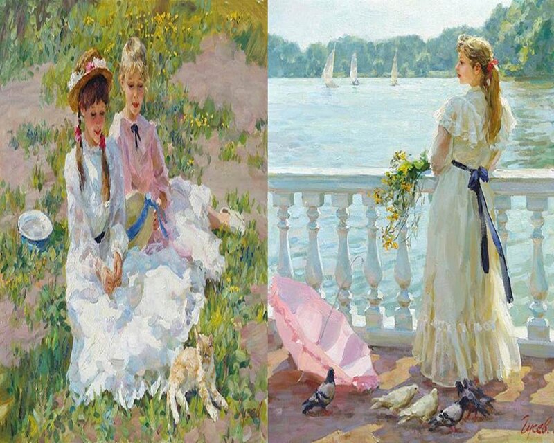 Girls in a Garden — White