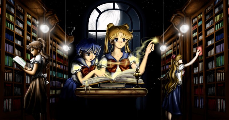 Girls in a Library