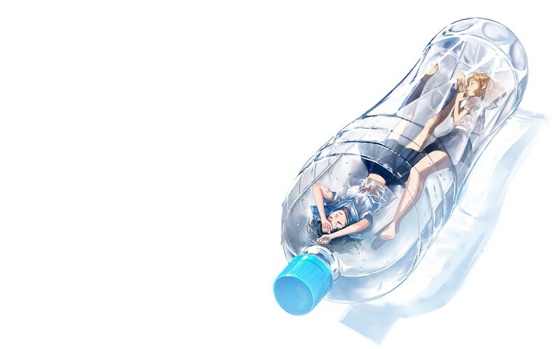 girls in a water bottle