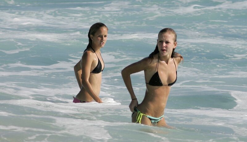 Girls in bikinis at the beach