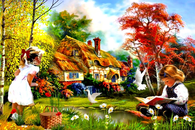 Girls in Garden — Green