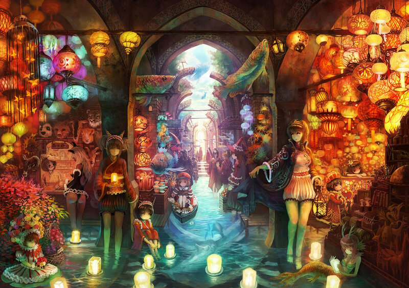 Girls in Lantern Market