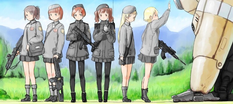 girls in military uniforms