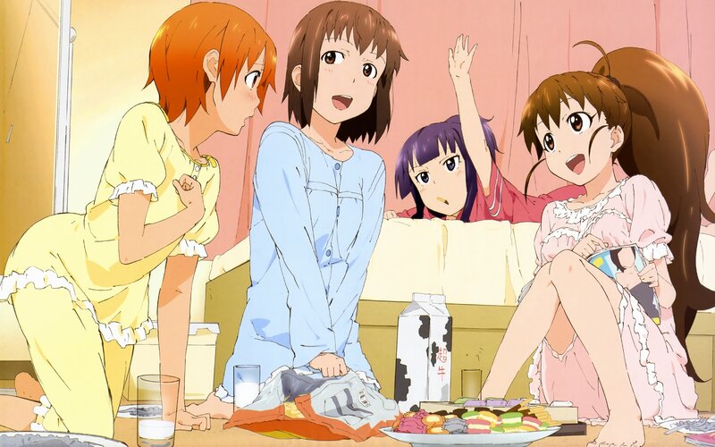 Girls in pajamas having a sleepover