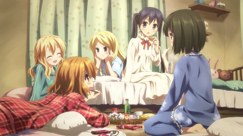 Girls in pajamas having a sleepover