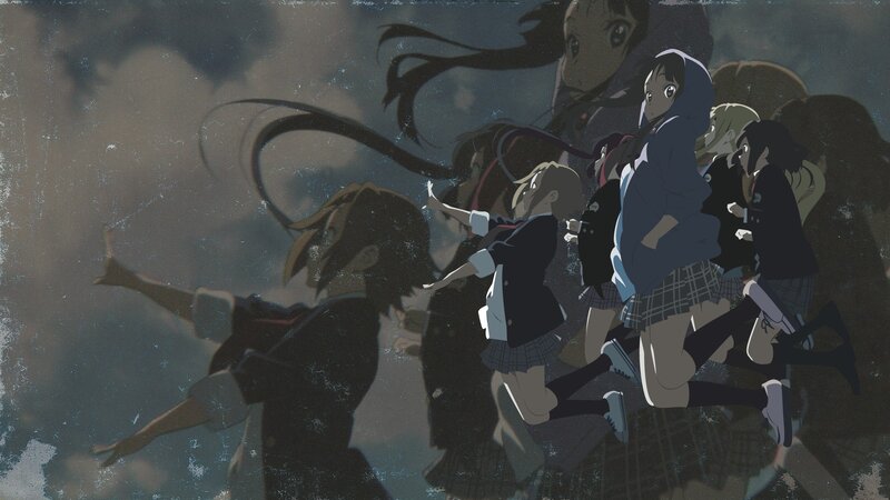 Girls in School Uniforms — Gray, Dramatic