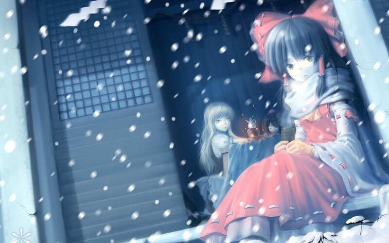 Girls in Snowstorm