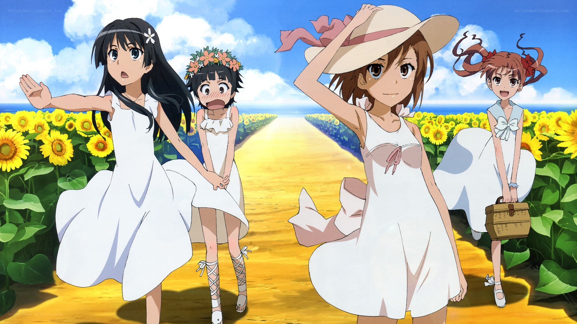 girls in sunflower field