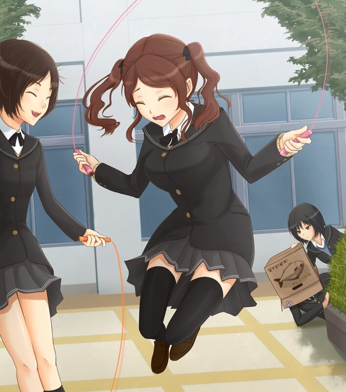 Girls Jumping Rope — Black
