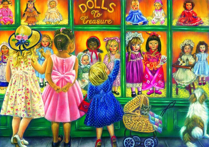 Girls Looking at Dolls