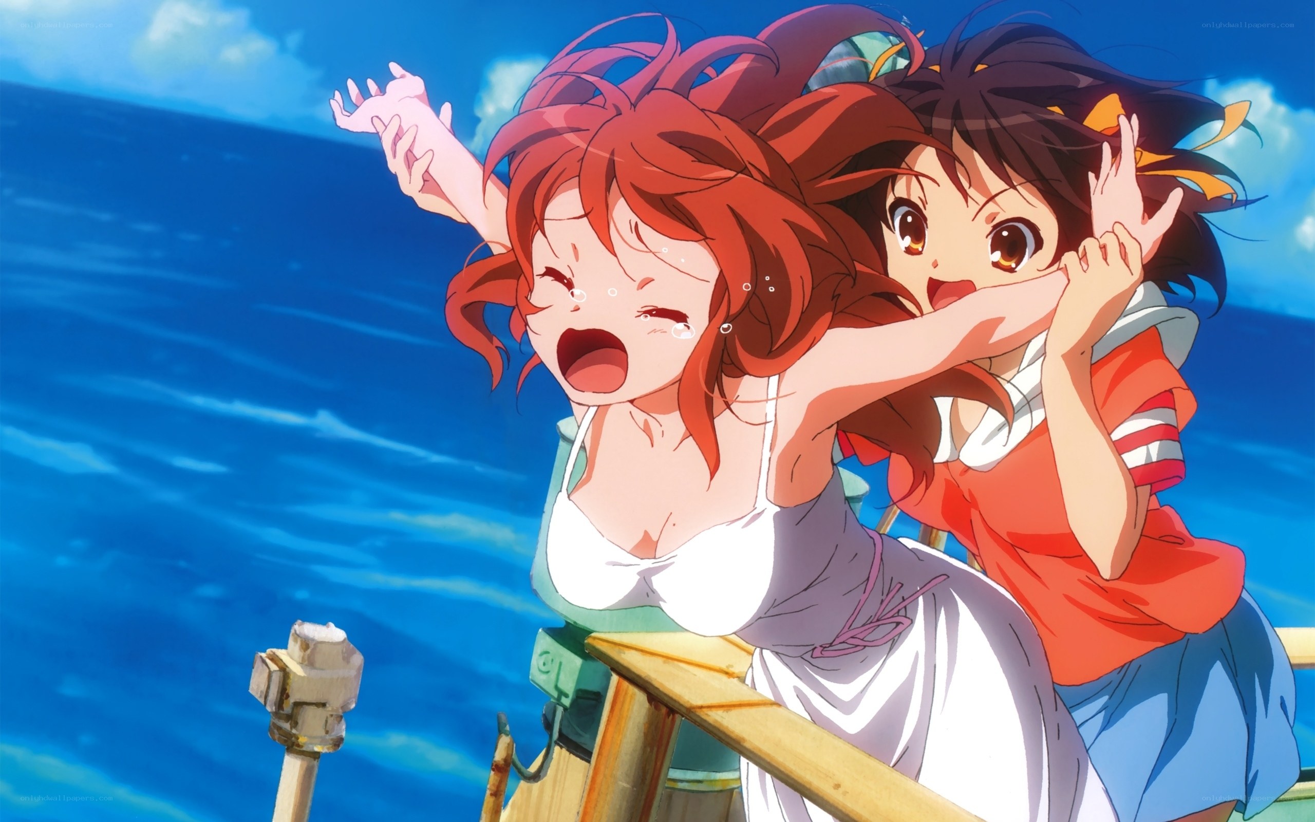 Girls on a boat in anime style