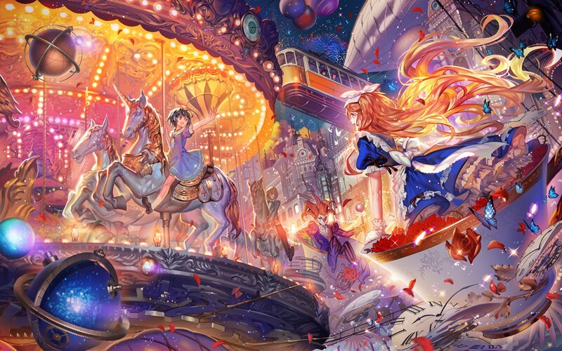 Girls on a Carousel — Orange, Fantastical