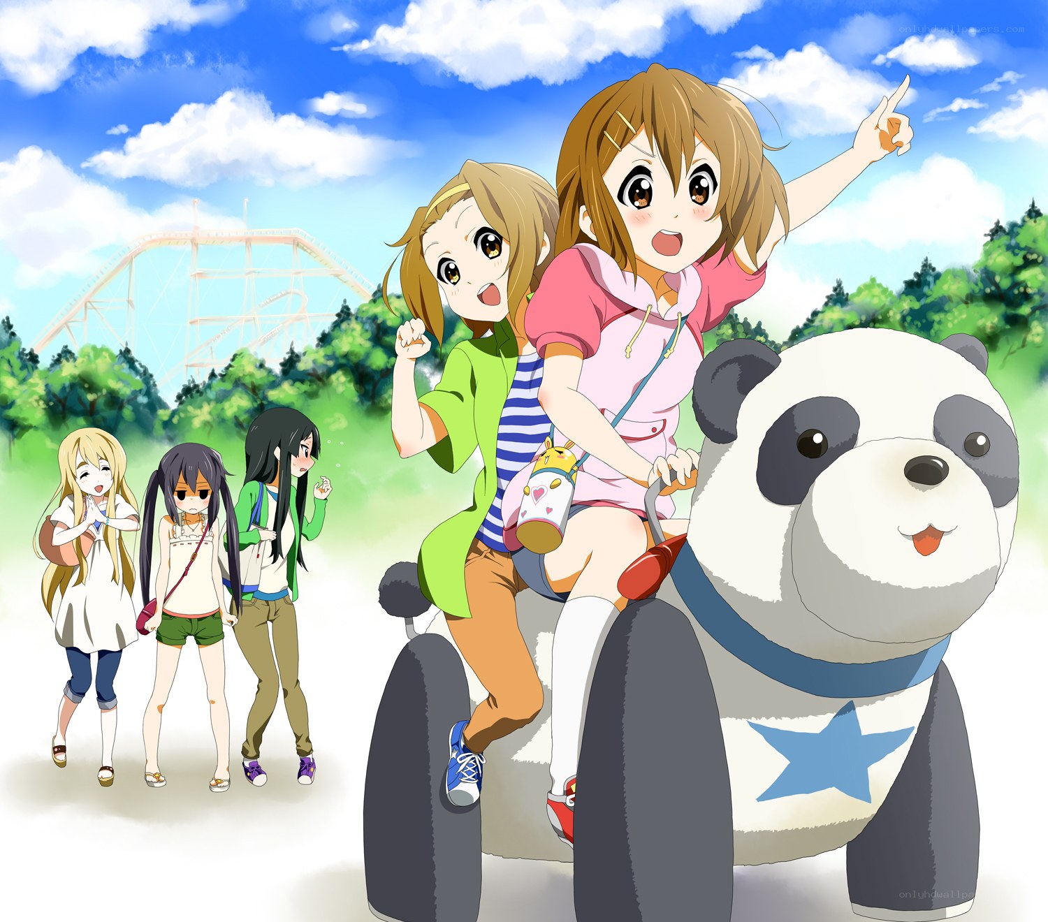 Girls on a panda ride