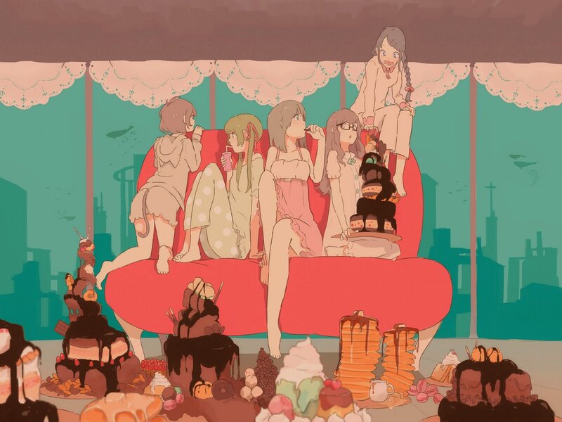 Girls on a Red Couch