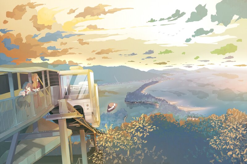 Girls on a scenic cable car