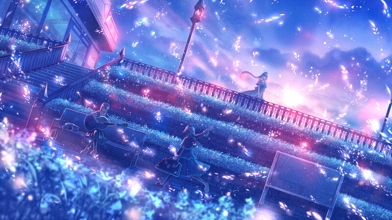 Girls on a Staircase — Blue