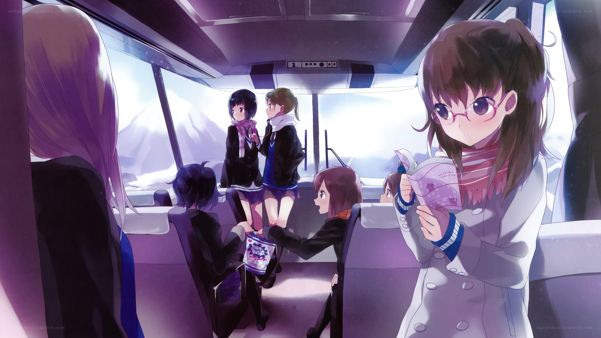 Girls on a train journey