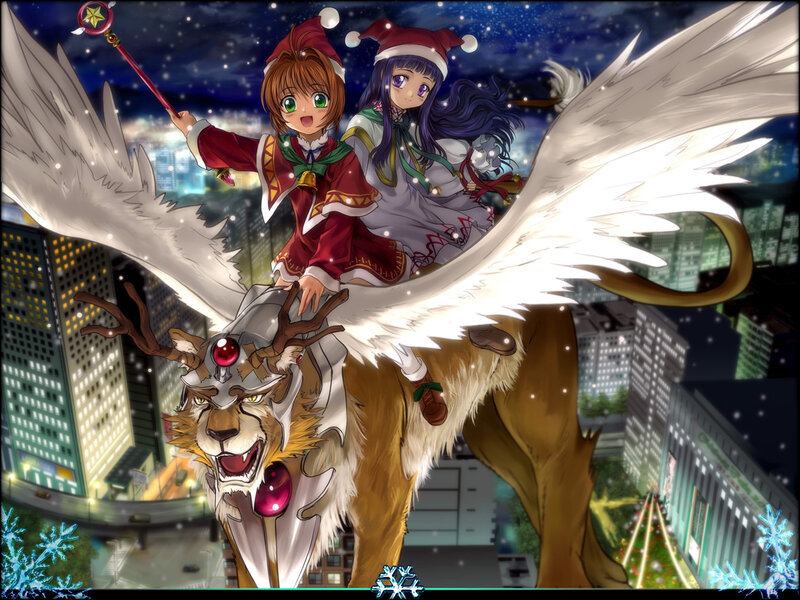 girls on a winged reindeer