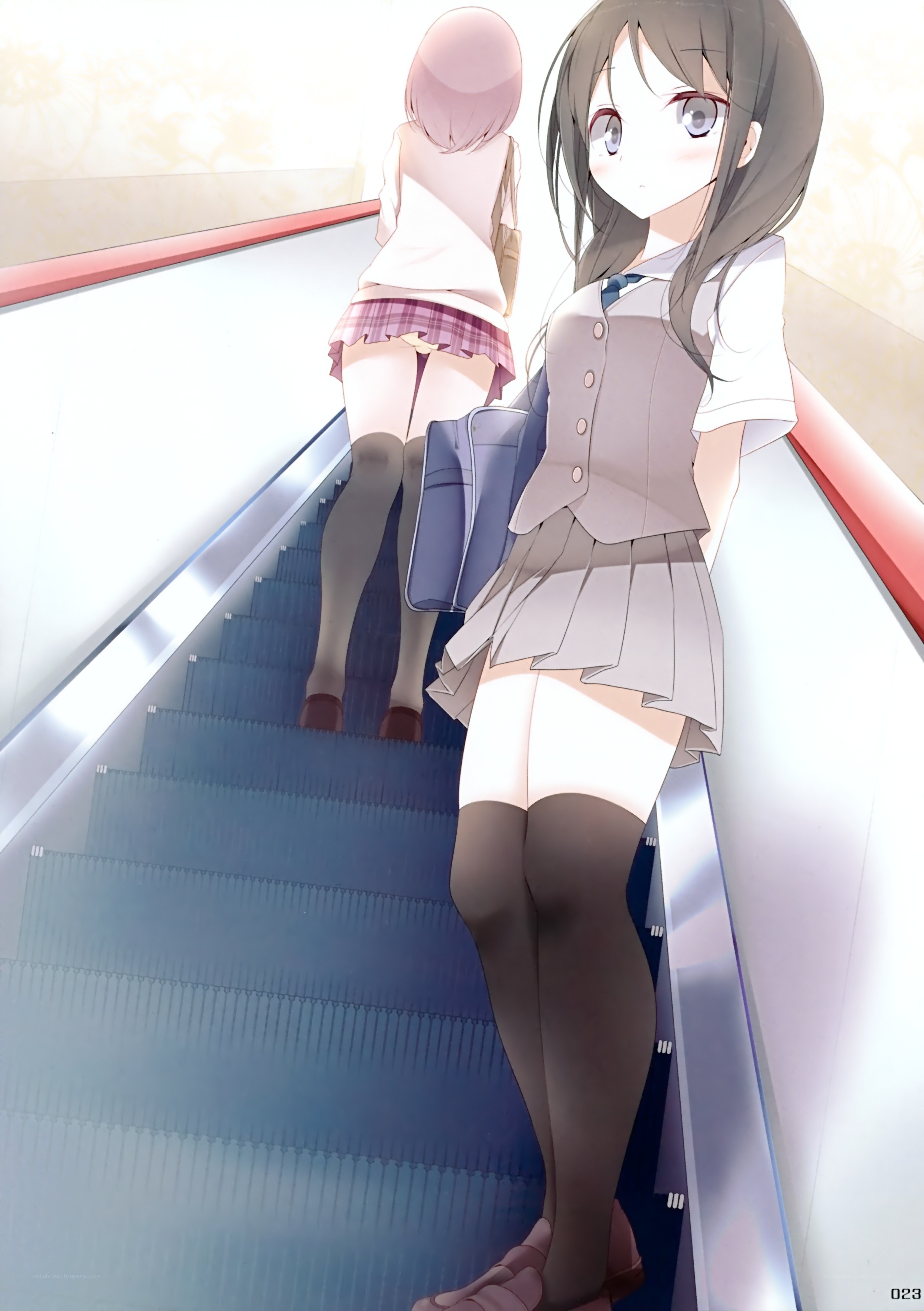 Girls on an escalator
