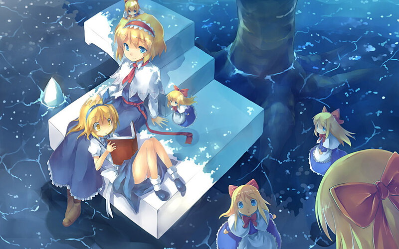 Girls on Floating Platforms — Blue