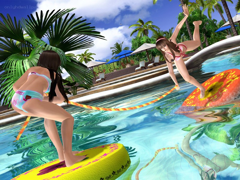 Girls on pool floats