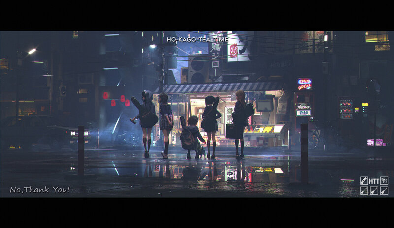 Girls on Rainy Street