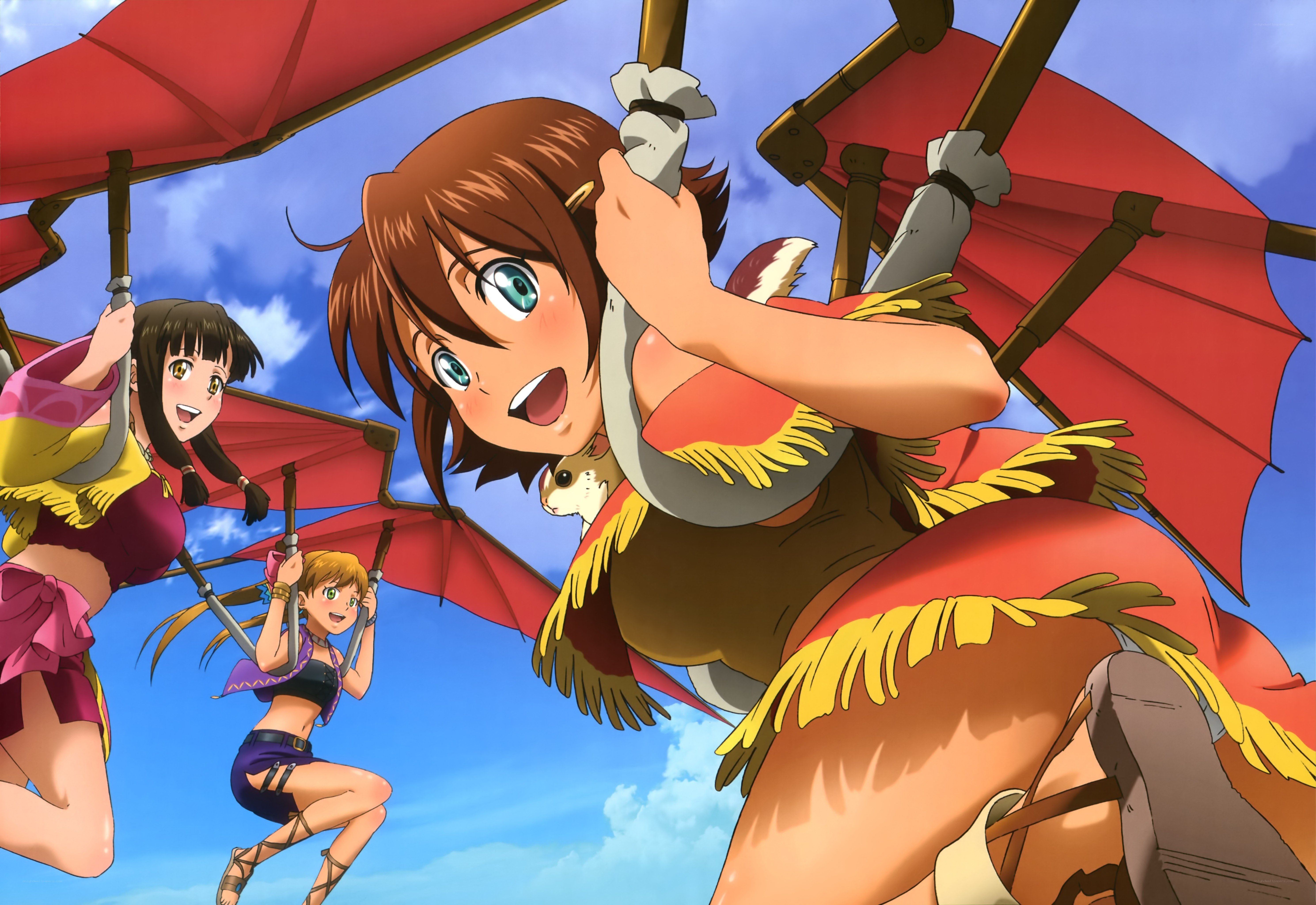 girls on red parasols