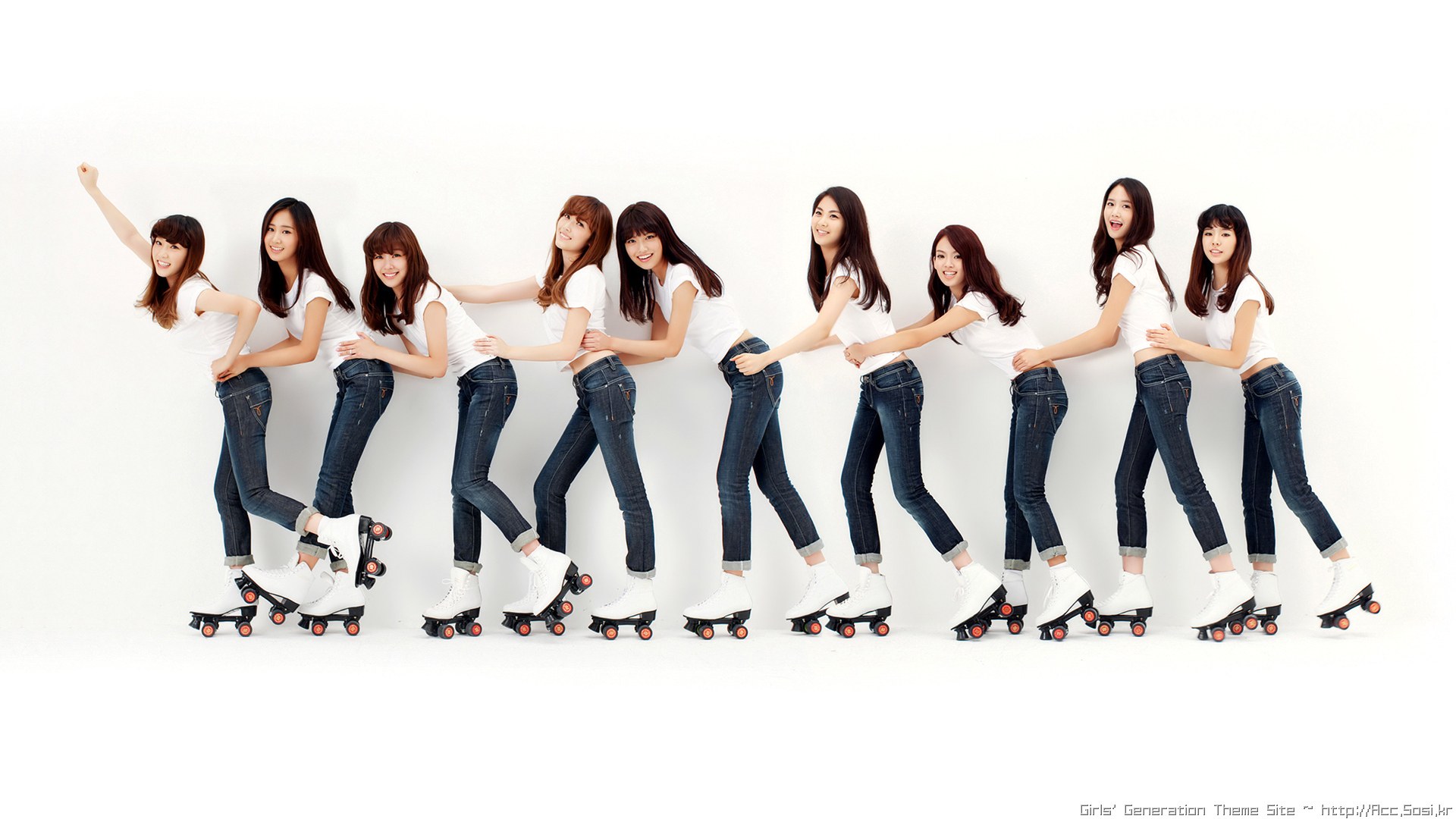 Girls on roller skates