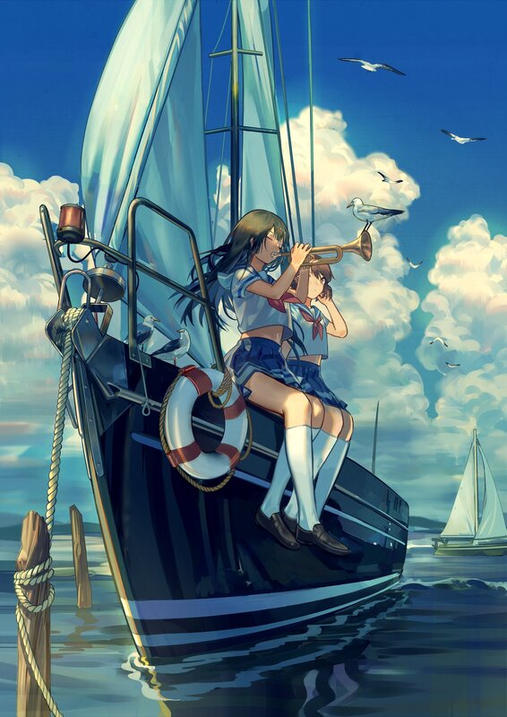 Girls on Sailboat