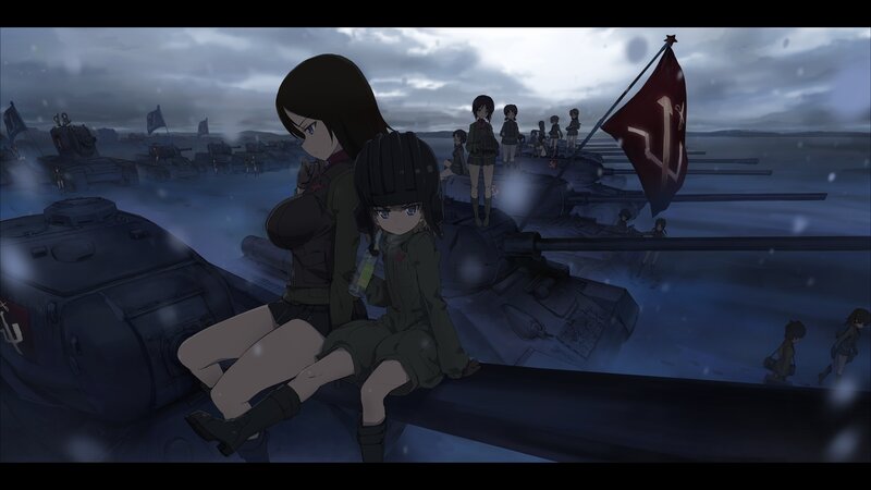 Girls on Tank in Snow
