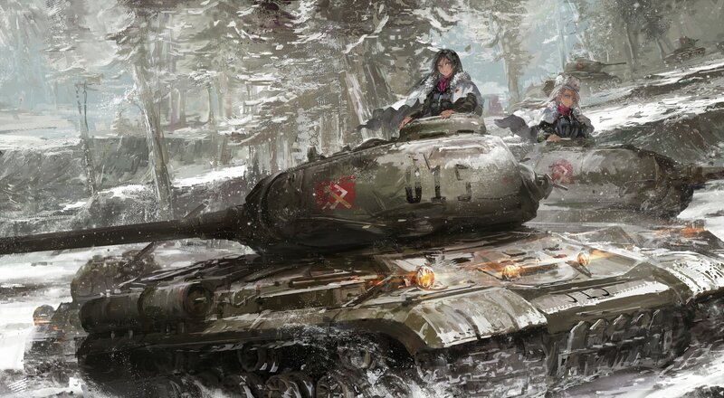 Girls on Tanks in Snow