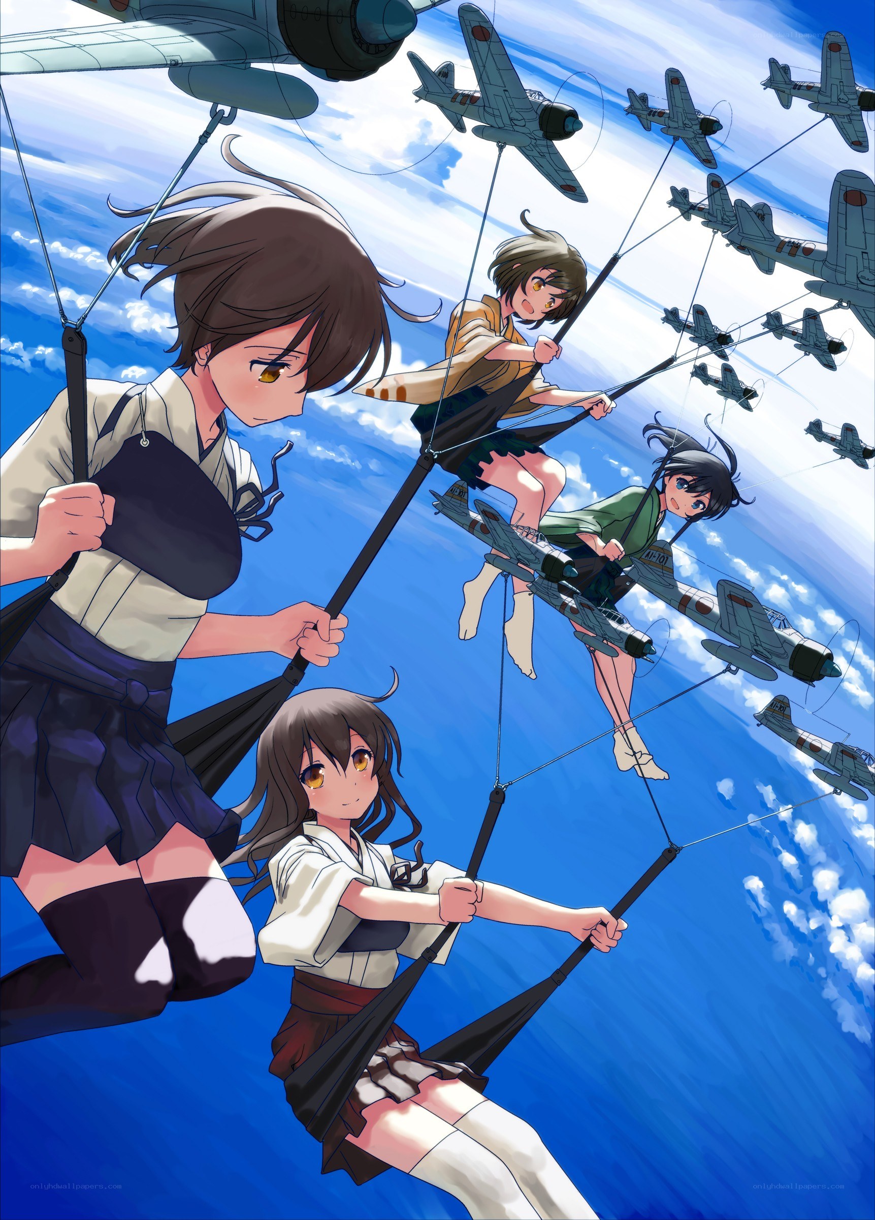 girls parachuting from planes