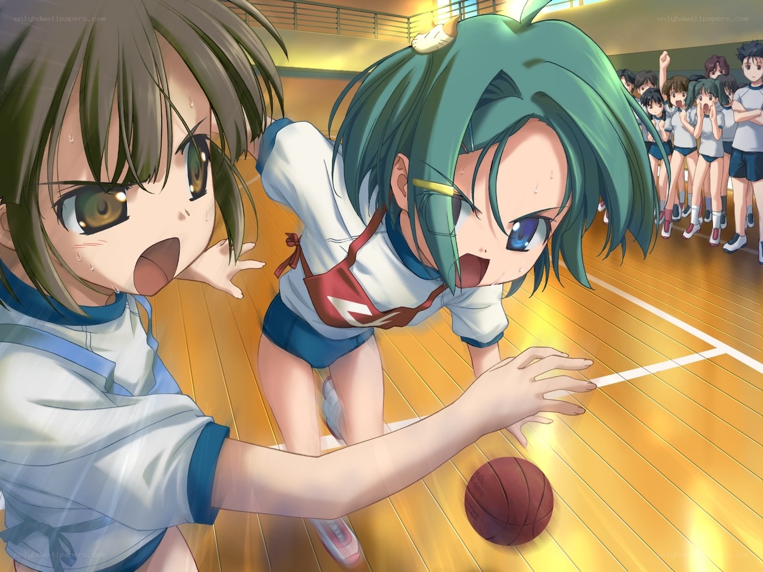 Girls playing basketball