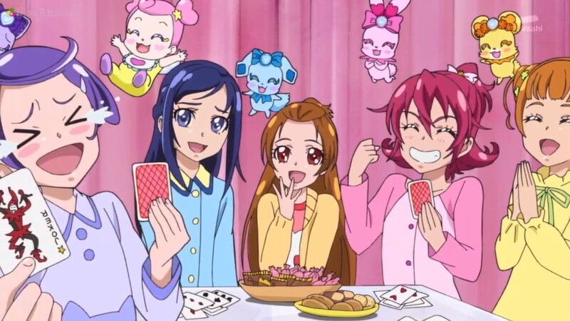 Girls Playing Cards — Pink