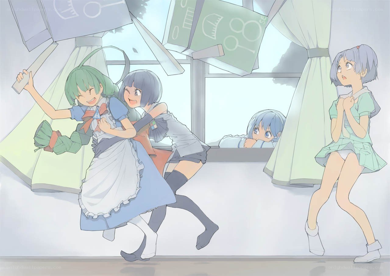 Girls playing in a classroom