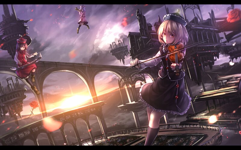 Girls Playing Instruments — Purple, Dramatic
