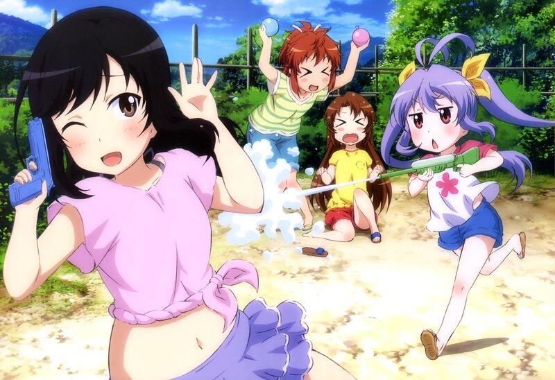 Girls Playing Water Fight — Purple