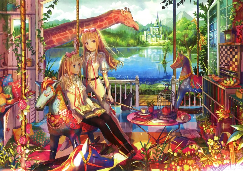 girls reading in garden