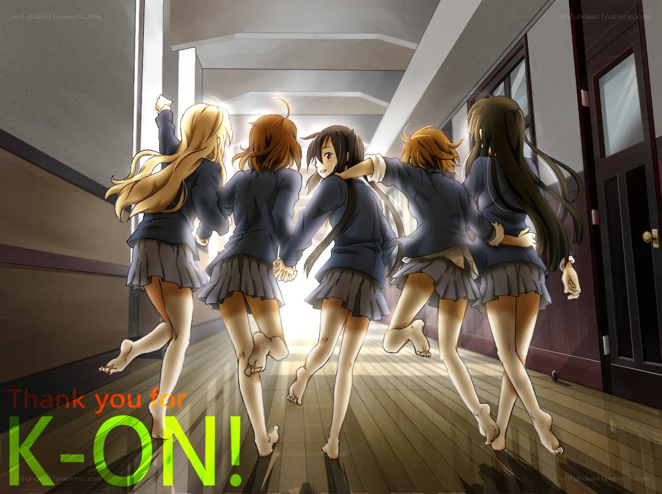 girls running in hallway