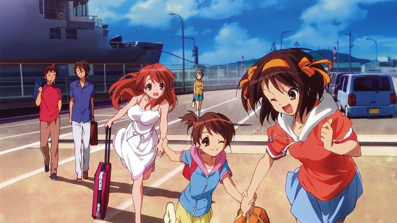 Girls Running on Pier — Blue