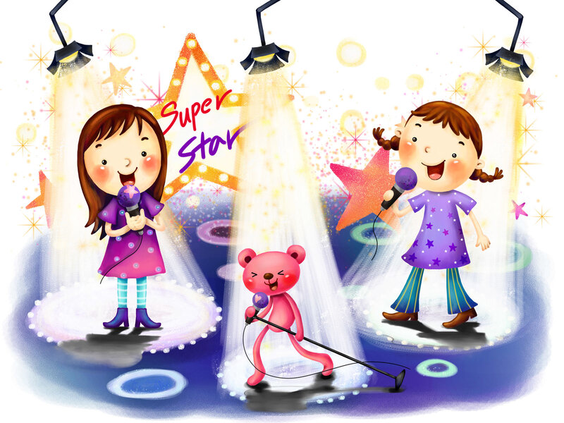 Girls Singing on Stage — Purple