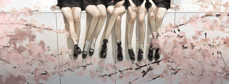 Girls Sitting on Ledge