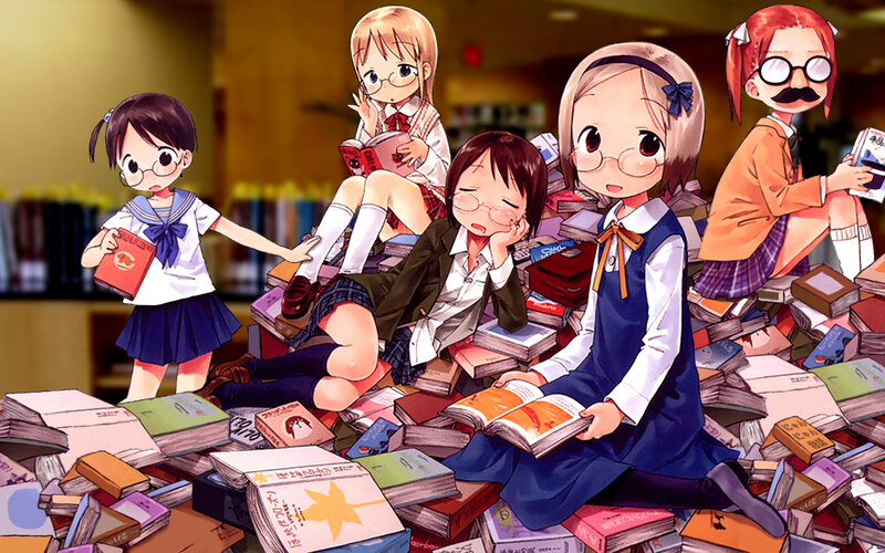 girls surrounded by books