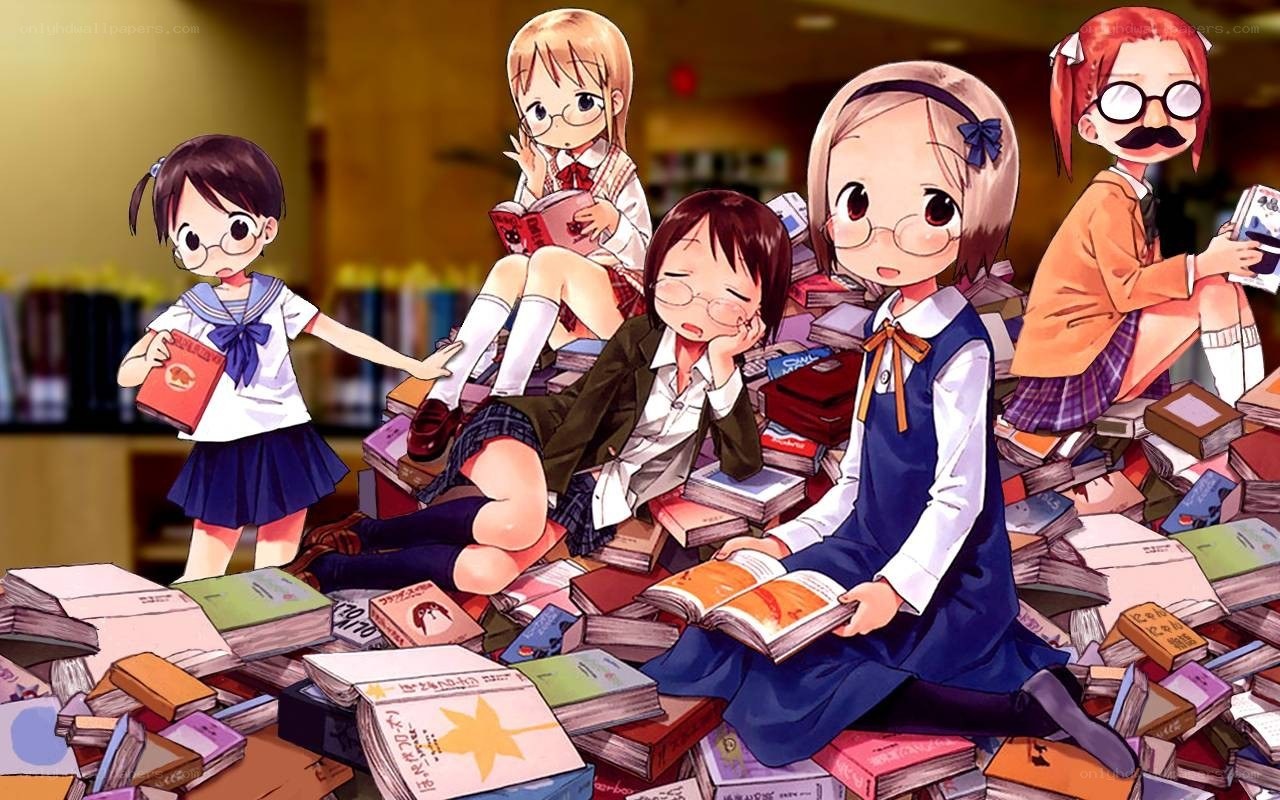 girls surrounded by books